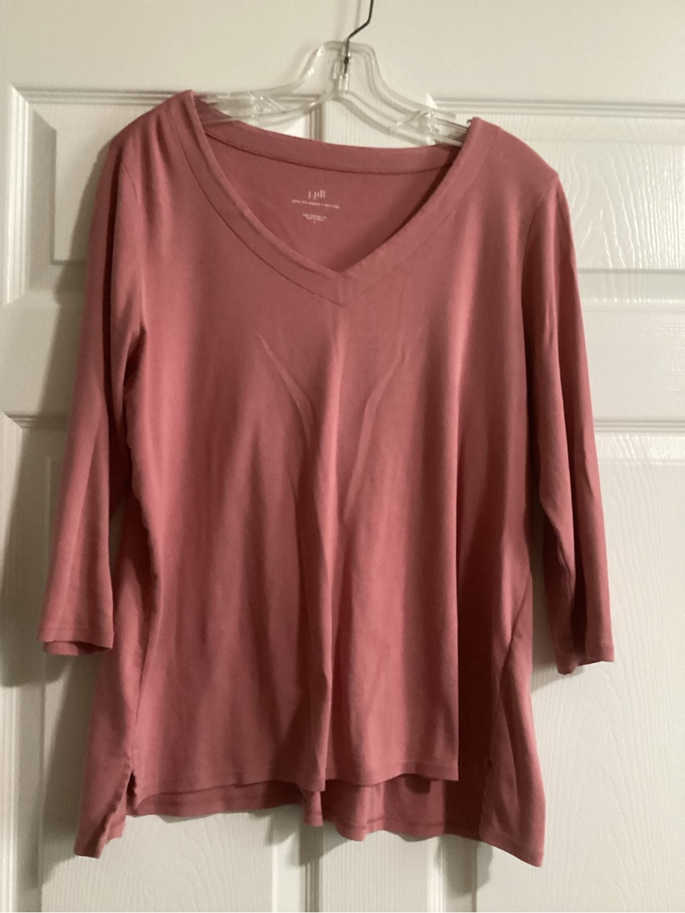 J. Jill V-Neck L 3/4 Sleeve Top in Dusty Rose